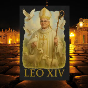 Leo XIV - Peaceful Pope with Lambs and Doves 2025 Poster