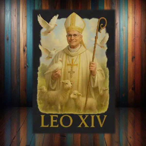 Leo XIV - Peaceful Pope with Lambs and Doves 2025 Poster