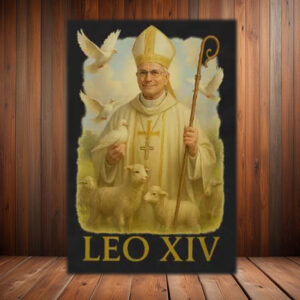 Leo XIV - Peaceful Pope with Lambs and Doves 2025 Poster