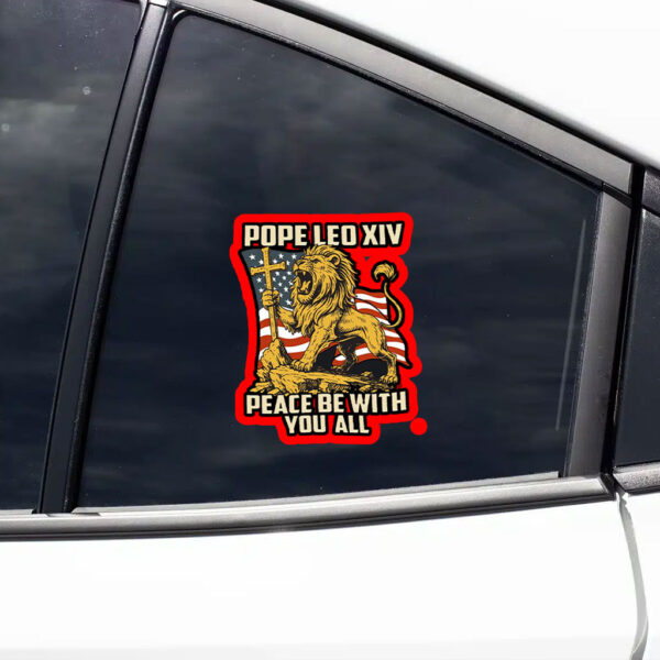Pope Leo XIV Lion Catholic Vicar of Christ - Pope Leo XIV First American Pope 2025 Sticker, Car Magnet