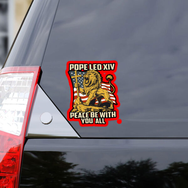 Pope Leo XIV Lion Catholic Vicar of Christ - Pope Leo XIV First American Pope 2025 Sticker, Car Magnet