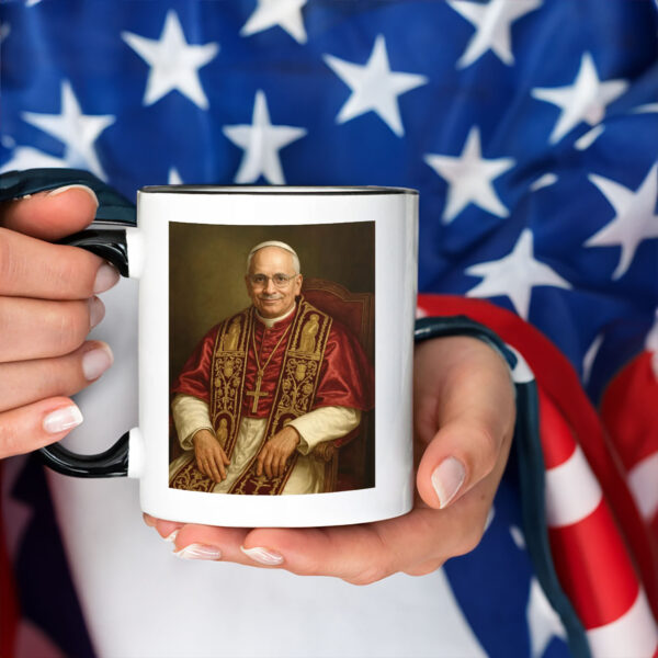 Pope Leo XIV Official Portrait, Seated Papal Painting of Cardinal Robert Prevost Mug