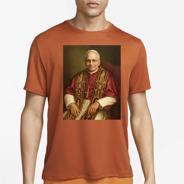 Pope Leo XIV Official Portrait, Seated Papal Painting of Cardinal Robert Prevost T-Shirt