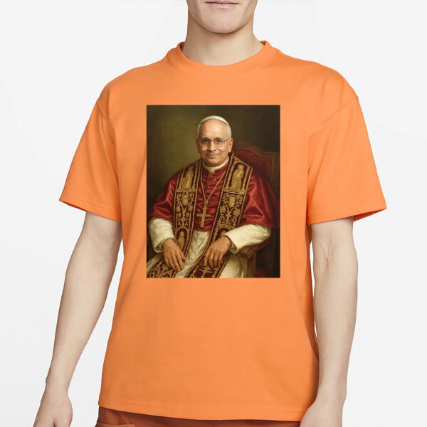 Pope Leo XIV Official Portrait, Seated Papal Painting of Cardinal Robert Prevost T-Shirt