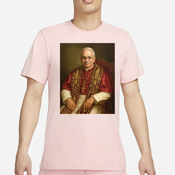 Pope Leo XIV Official Portrait, Seated Papal Painting of Cardinal Robert Prevost T-Shirt