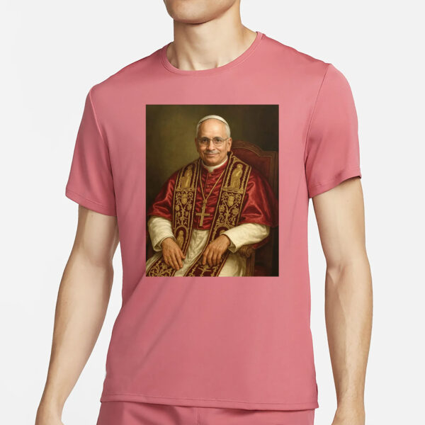 Pope Leo XIV Official Portrait, Seated Papal Painting of Cardinal Robert Prevost T-Shirt