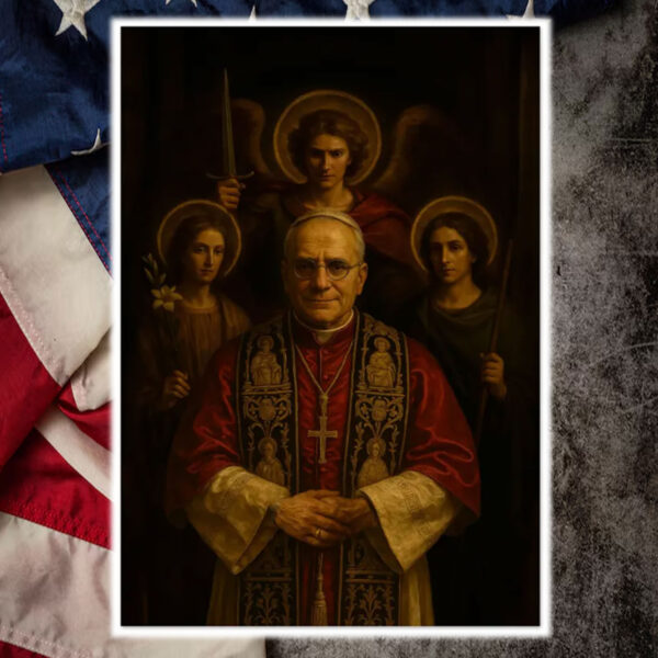 Pope Leo XIV with Archangels Michael Poster