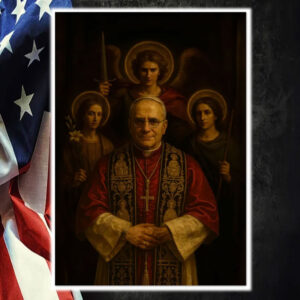 Pope Leo XIV with Archangels Michael Poster