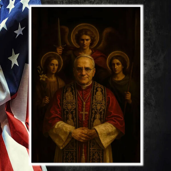 Pope Leo XIV with Archangels Michael Poster