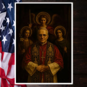 Pope Leo XIV with Archangels Michael Poster