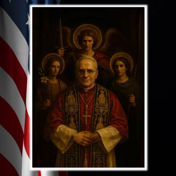 Pope Leo XIV with Archangels Michael Poster
