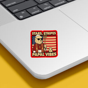 Stars, Stripes & Papal Vibes Pope Leo XIV 2025 Sticker, Car Magnet