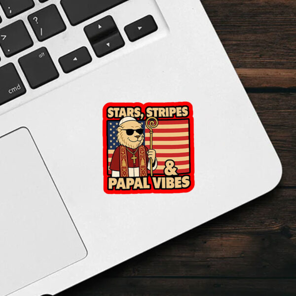 Stars, Stripes & Papal Vibes Pope Leo XIV 2025 Sticker, Car Magnet