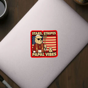 Stars, Stripes & Papal Vibes Pope Leo XIV 2025 Sticker, Car Magnet