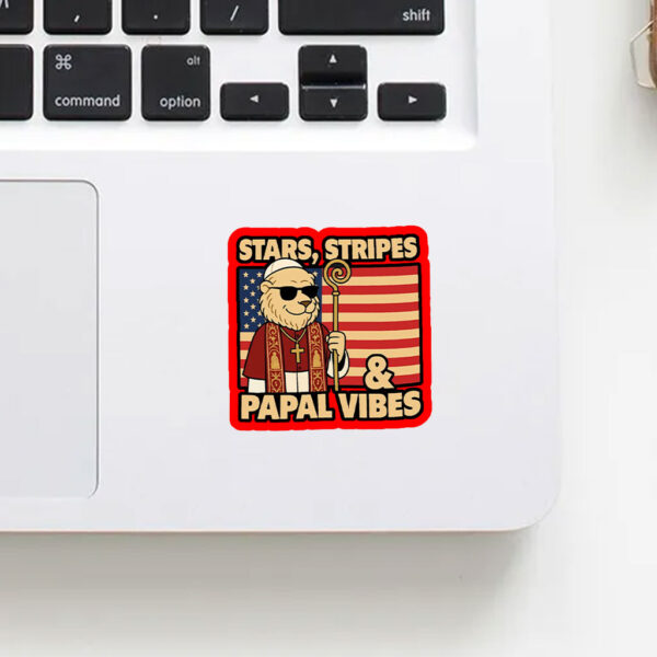 Stars, Stripes & Papal Vibes Pope Leo XIV 2025 Sticker, Car Magnet