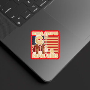 Stars Stripes & Papal Vibes Pope Leo XIV - Pope Leo XIV First American Pope Sticker, Car Magnet