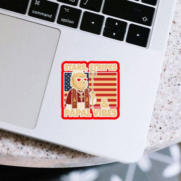 Stars Stripes & Papal Vibes Pope Leo XIV - Pope Leo XIV First American Pope Sticker, Car Magnet