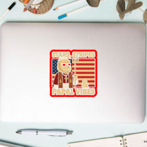 Stars Stripes & Papal Vibes Pope Leo XIV - Pope Leo XIV First American Pope Sticker, Car Magnet