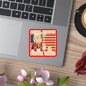 Stars Stripes & Papal Vibes Pope Leo XIV - Pope Leo XIV First American Pope Sticker, Car Magnet