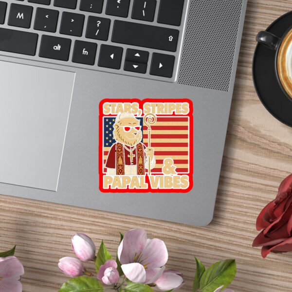 Stars Stripes & Papal Vibes Pope Leo XIV - Pope Leo XIV First American Pope Sticker, Car Magnet