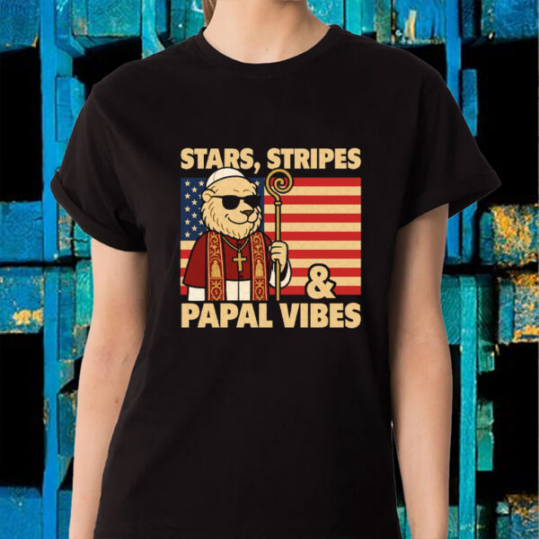 Stars Stripes & Papal Vibes Pope Leo XIV - Pope Leo XIV First American Pope T-Shirt